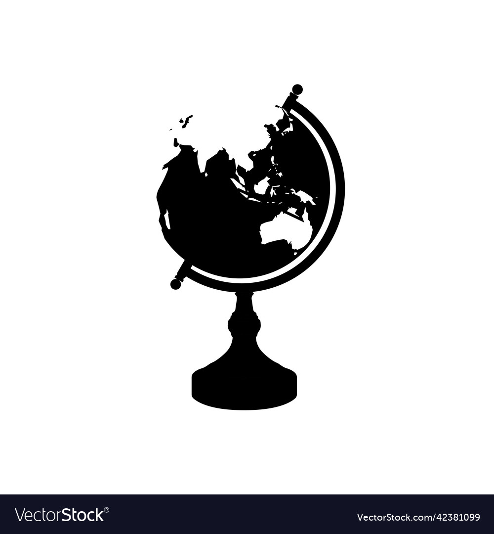 Globe silhouette black and white icon design Vector Image