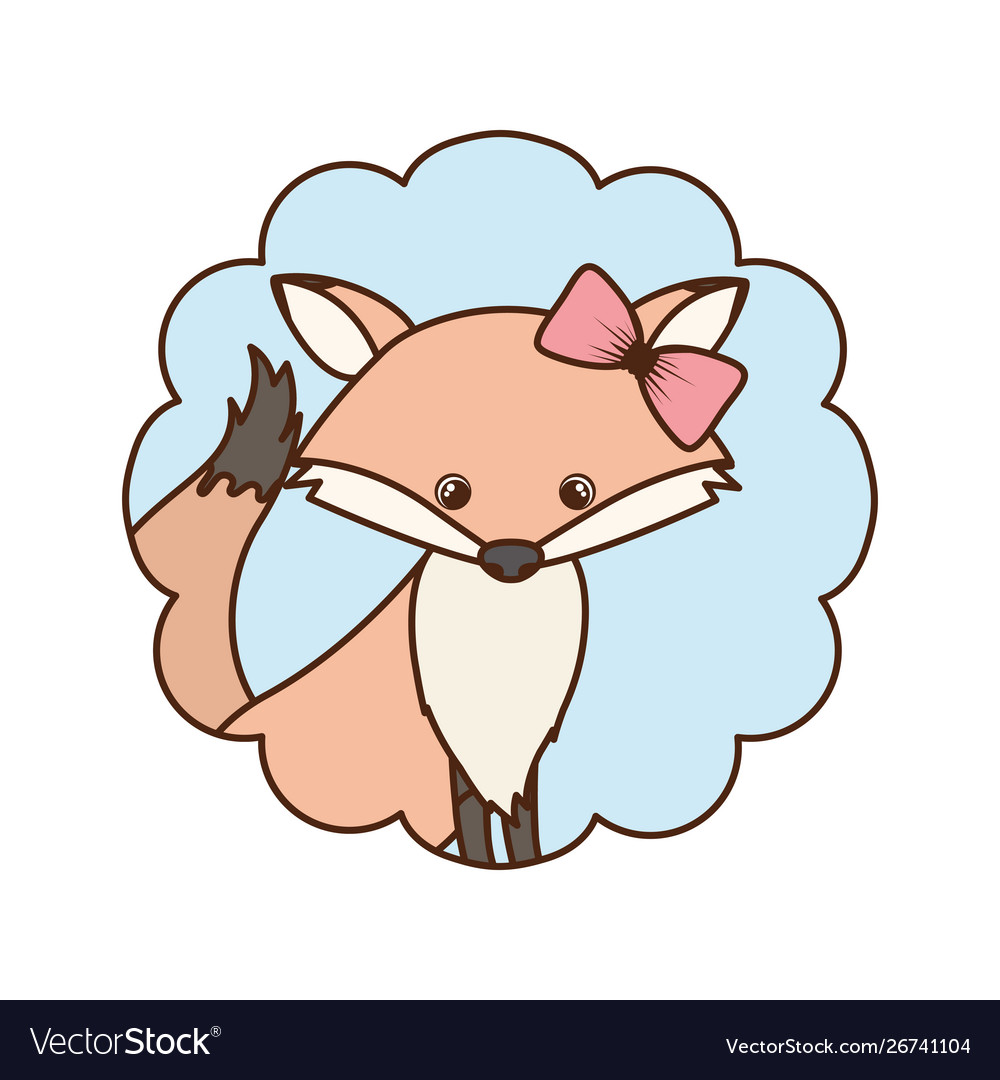 Cute and adorable fox with frame Royalty Free Vector Image