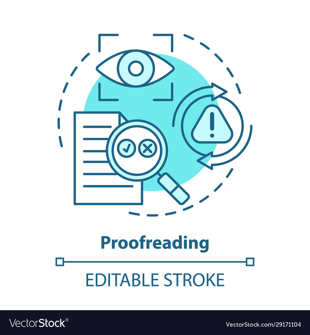 Proofreading Blue Concept Icon Text Editing Vector Image