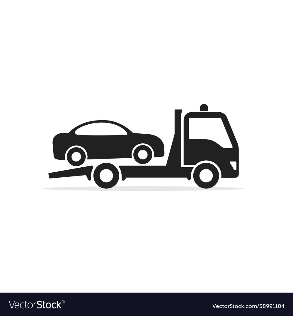 Tow truck icon towing with car sign Royalty Free Vector