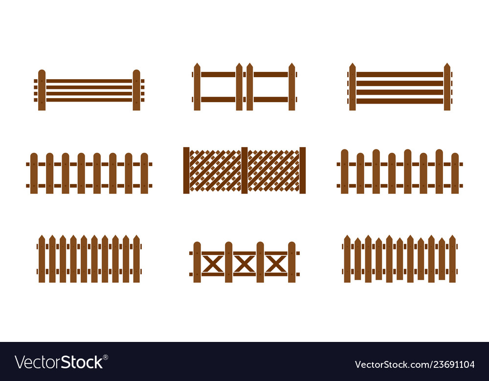 Wood fence set Royalty Free Vector Image - VectorStock