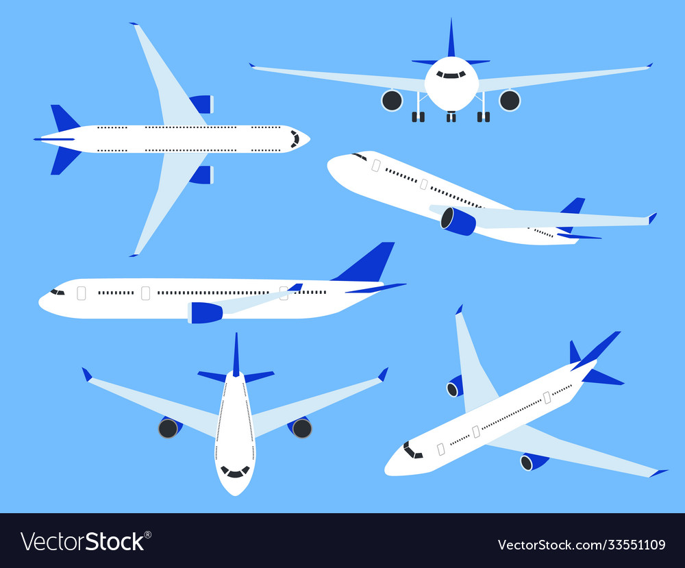 Aircraft airplane top side and front view Vector Image