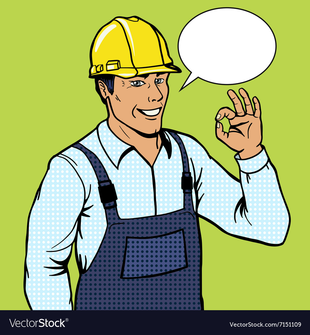 Builder man in cartoon style Royalty Free Vector Image