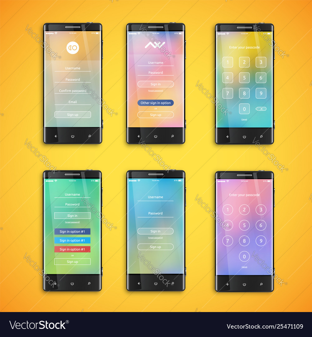 Simple and colorful ui set for smartphones Vector Image