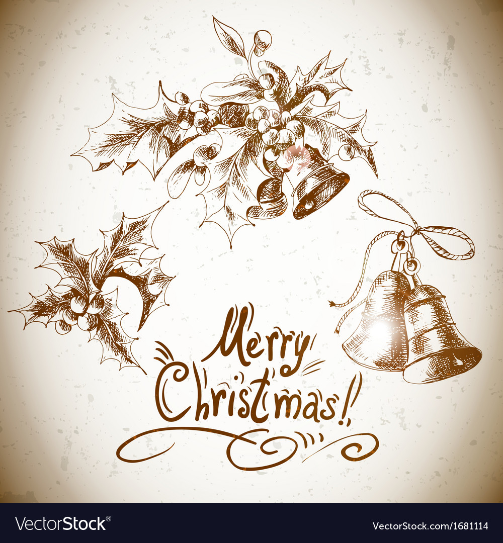 Set vintage christmas design elements Royalty Free Vector