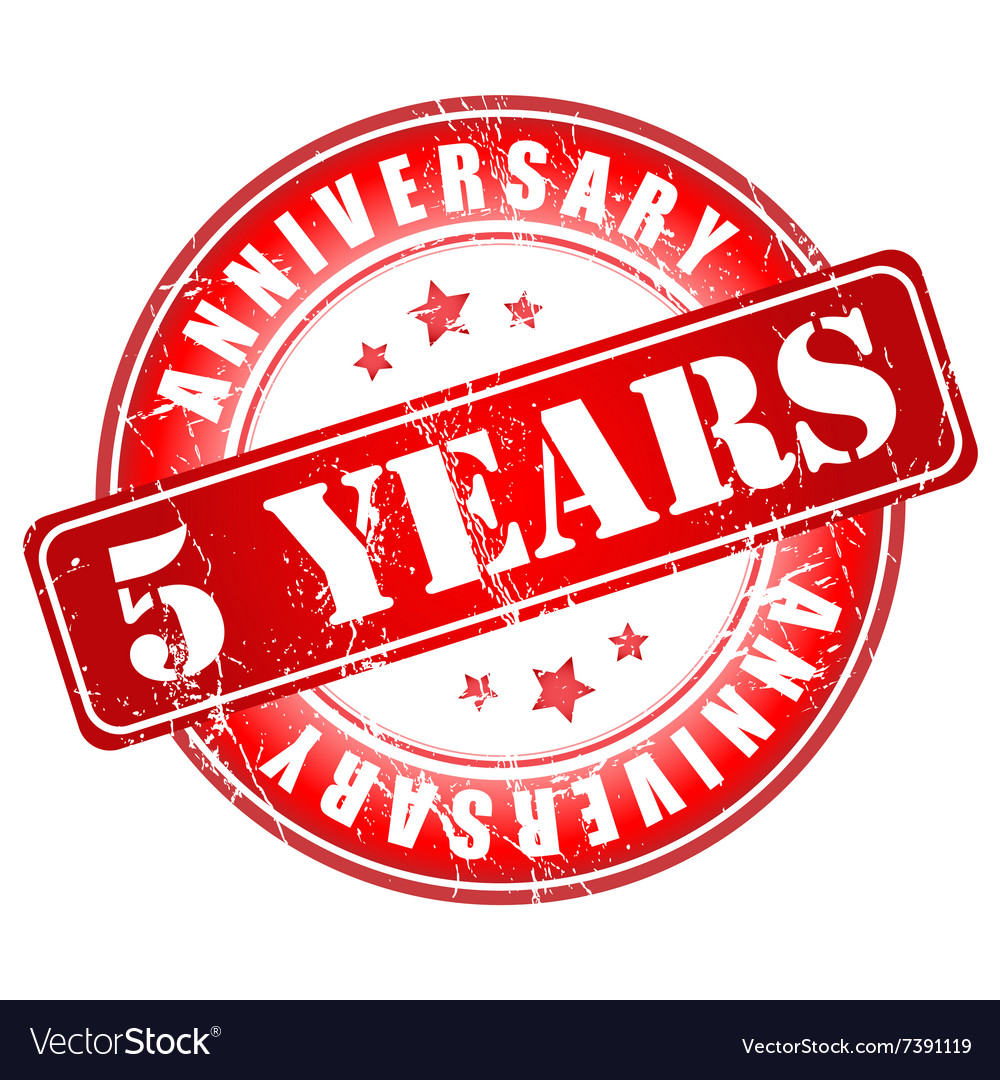 5 years anniversary stamp Royalty Free Vector Image