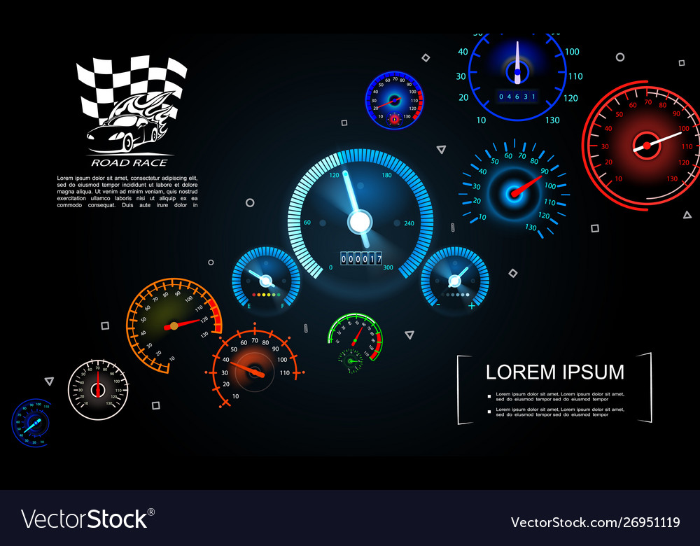 Car dashboard gauges template Royalty Free Vector Image