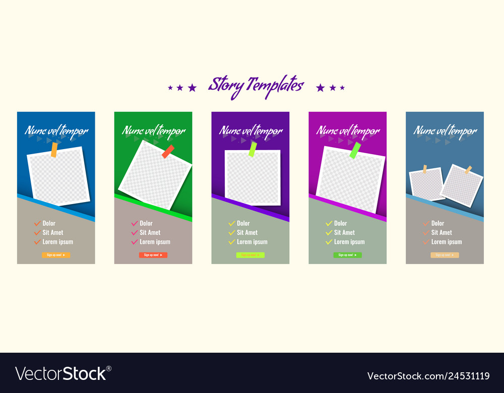 Editable social media story template pack Vector Image Editable social media story template pack Vector Image