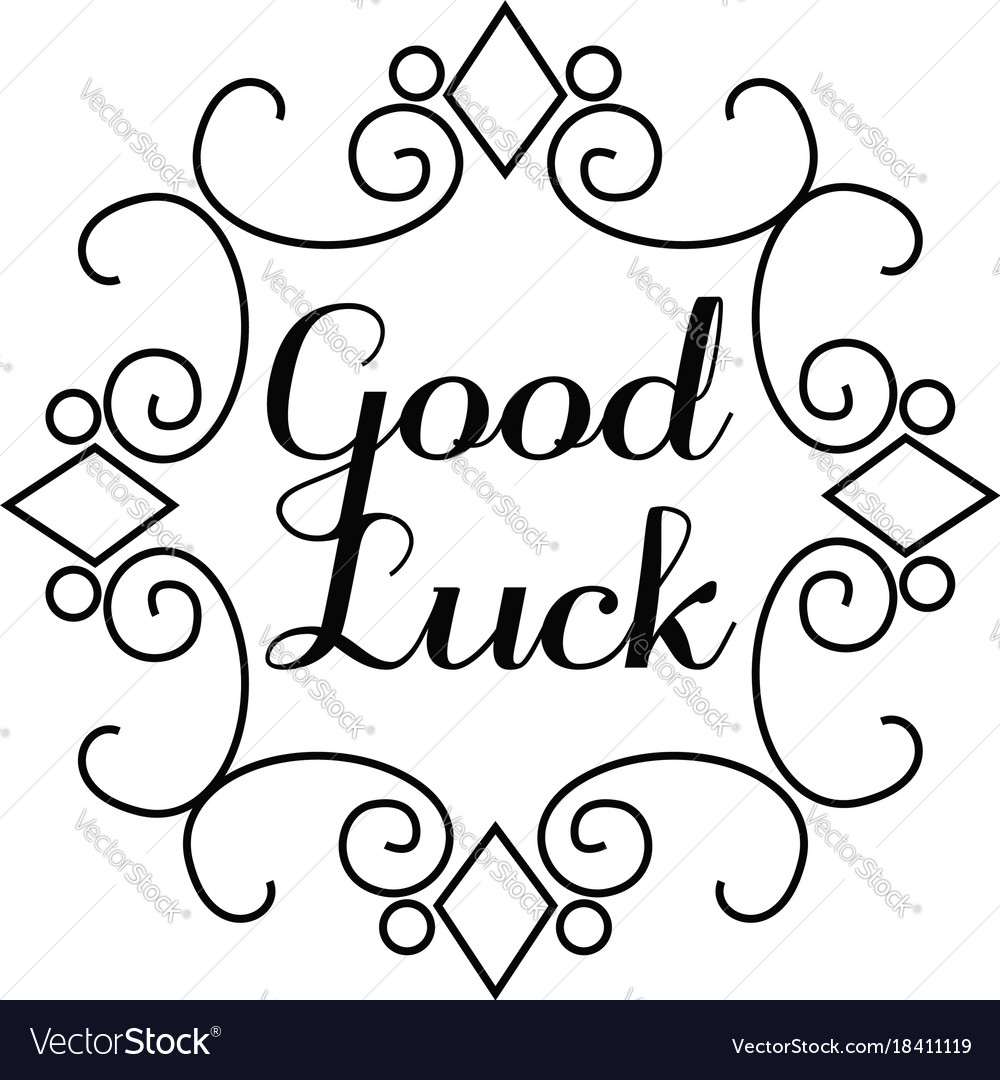 Good luck lettering in hand draw frame Royalty Free Vector