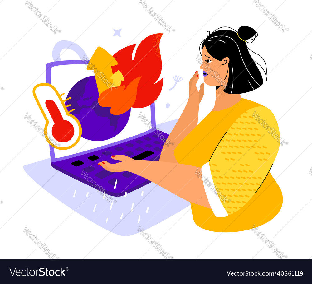 Problem of global warming - colorful flat Vector Image