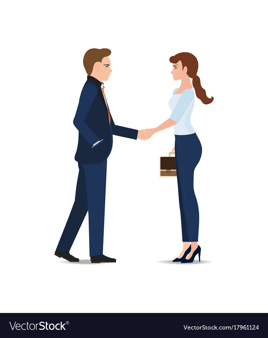 Business Man And Business Woman Handshake Making Vector Image