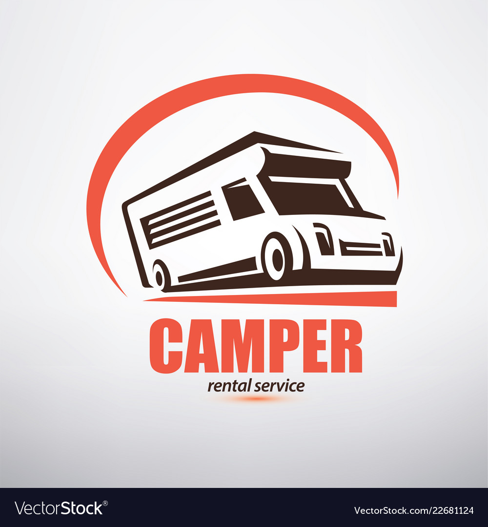 Camper van logo template stylized symbol of Vector Image