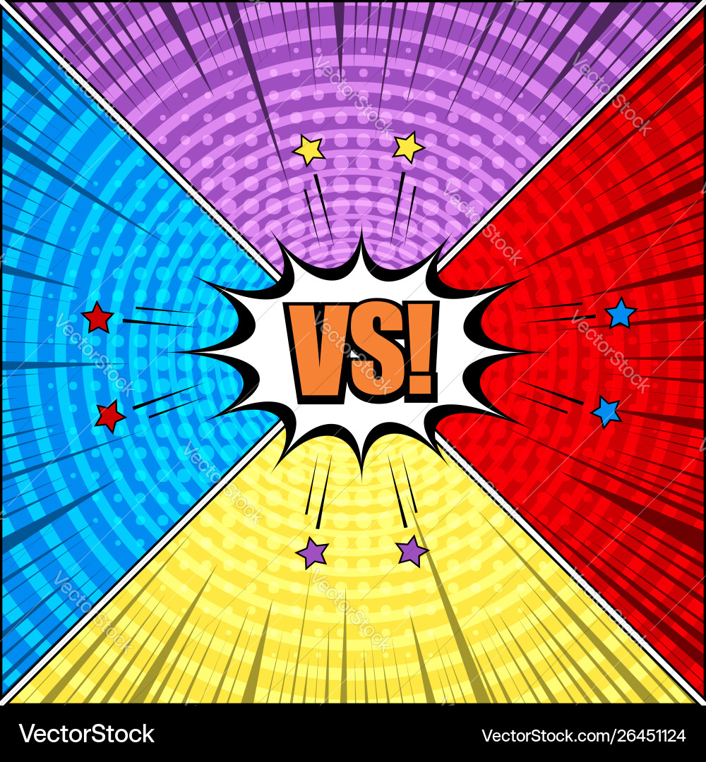 Comic explosive versus composition Royalty Free Vector Image