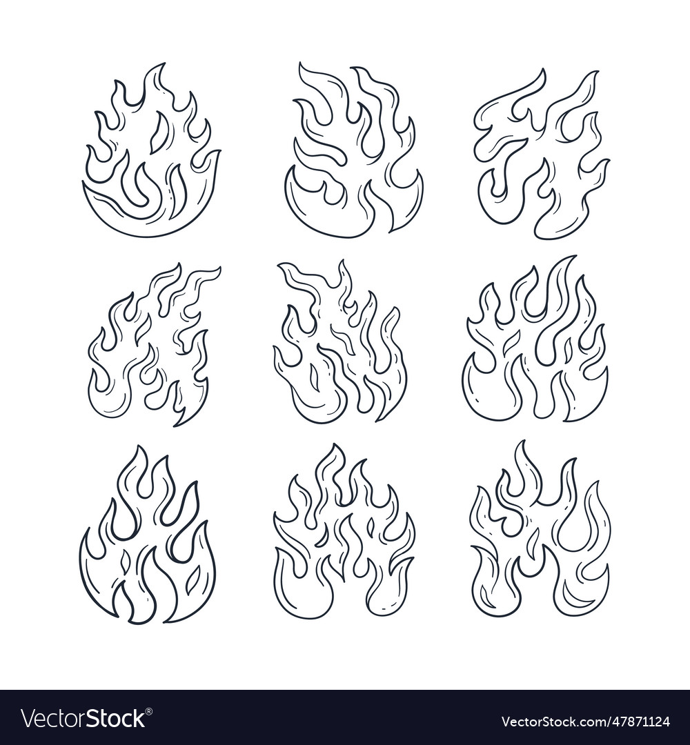 Hand drawn fire outline Royalty Free Vector Image