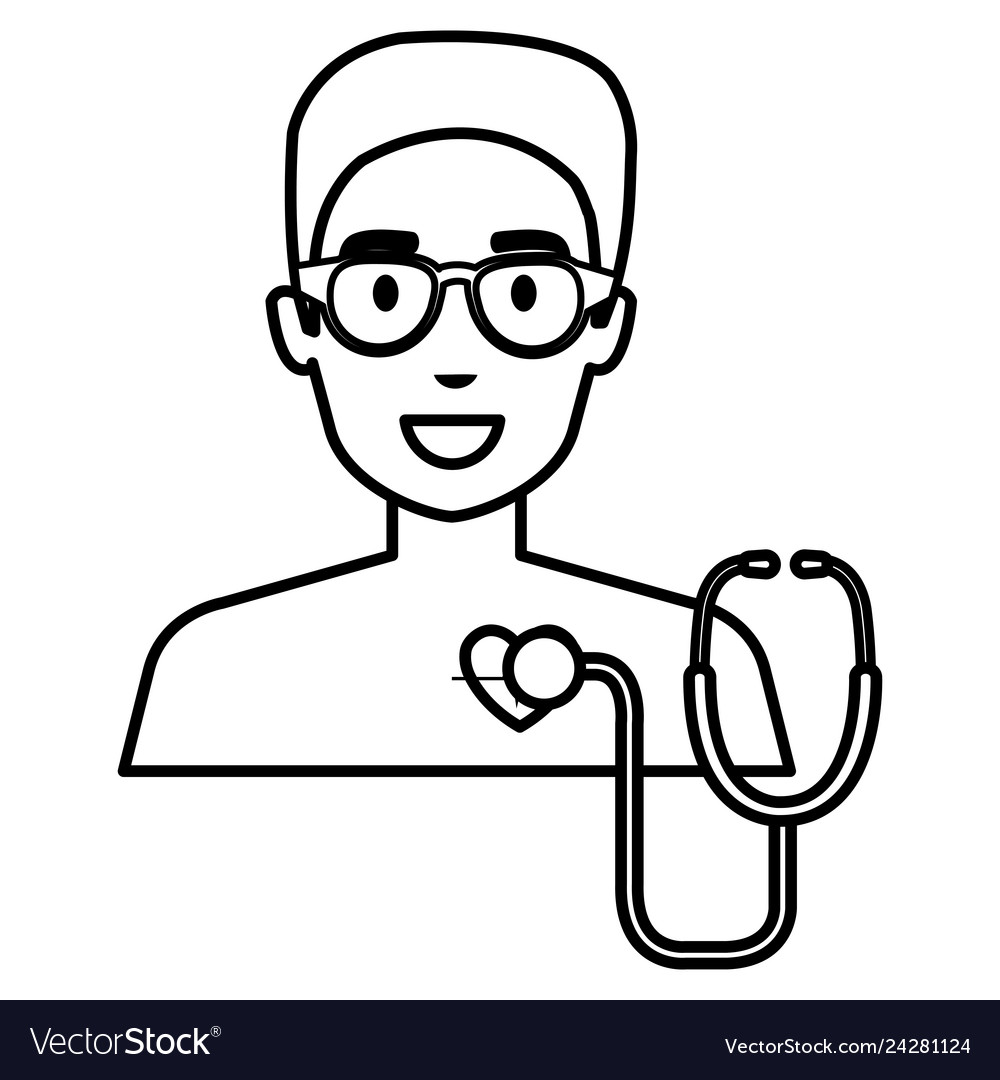 Medical patient shirtless with heart Royalty Free Vector