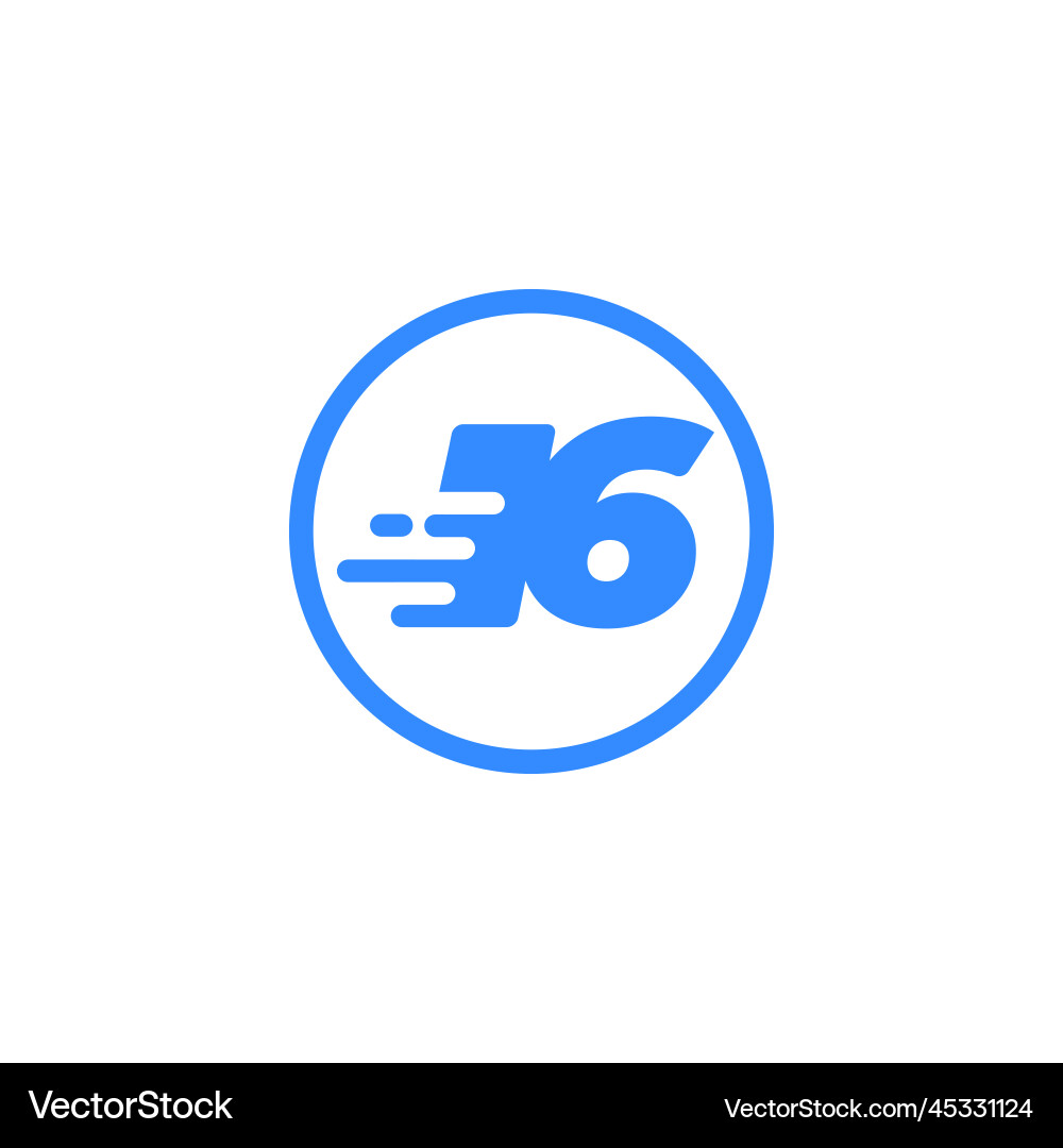 Number 16 fast tech modern icon logo Royalty Free Vector