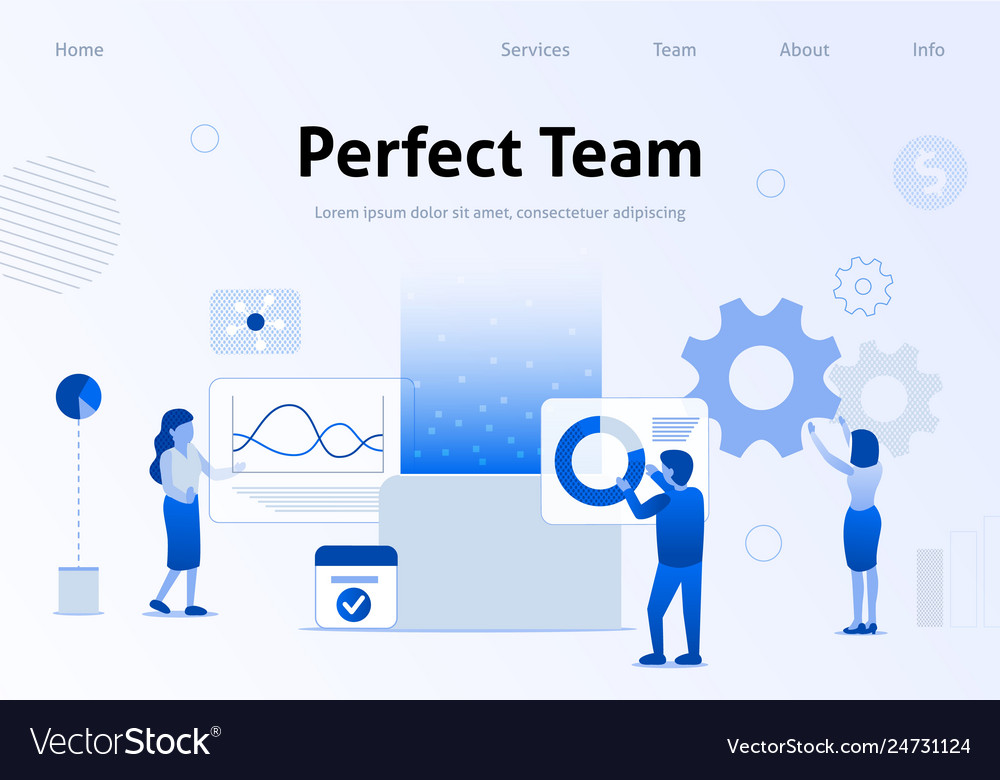 Perfect Team Flat Banner For Business Landing Page