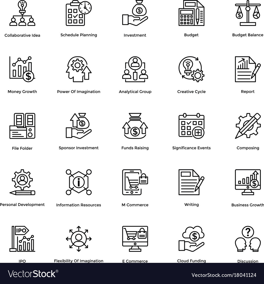 Project management line icons set 10 Royalty Free Vector