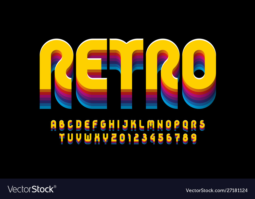 Retro style font design alphabet letters Vector Image