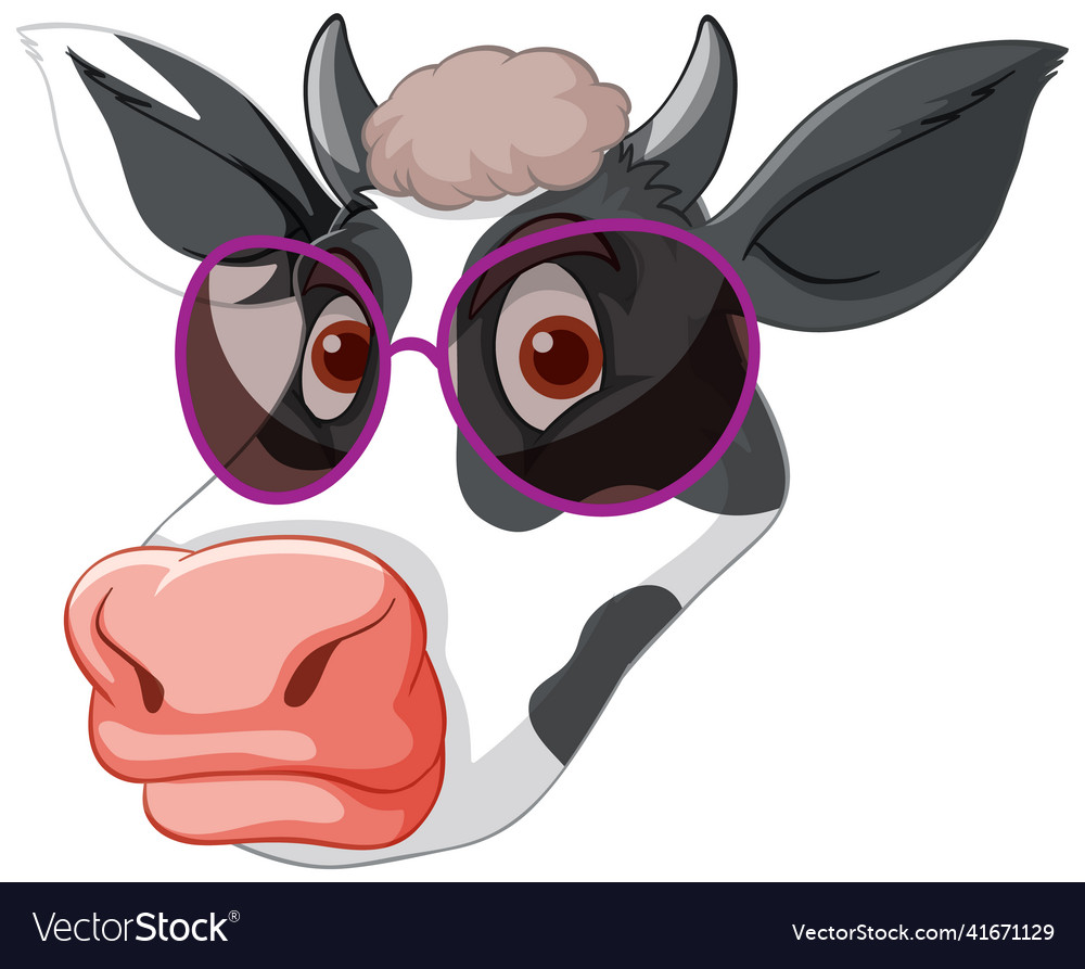 Head Of Milk Cow Wearing Sunglasses In Cartoon Vector Image 1815