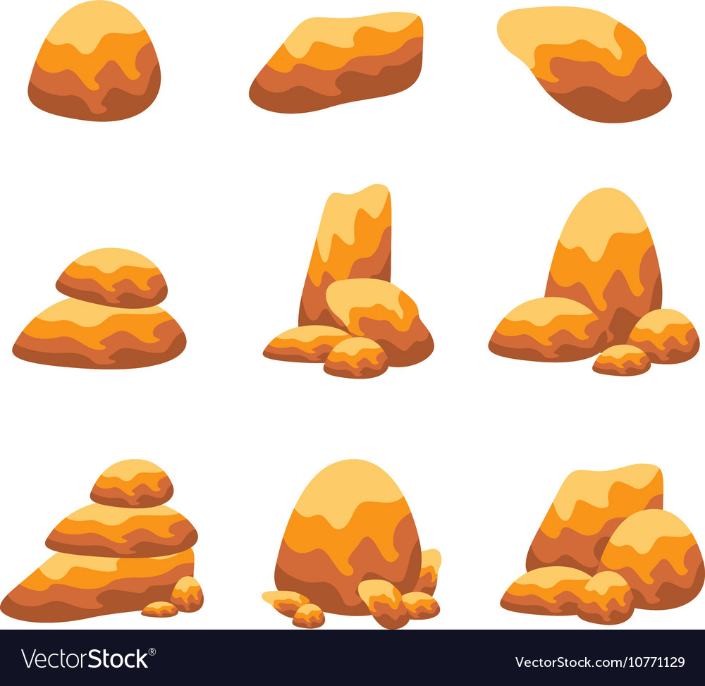 Rock and stone object set art Royalty Free Vector Image