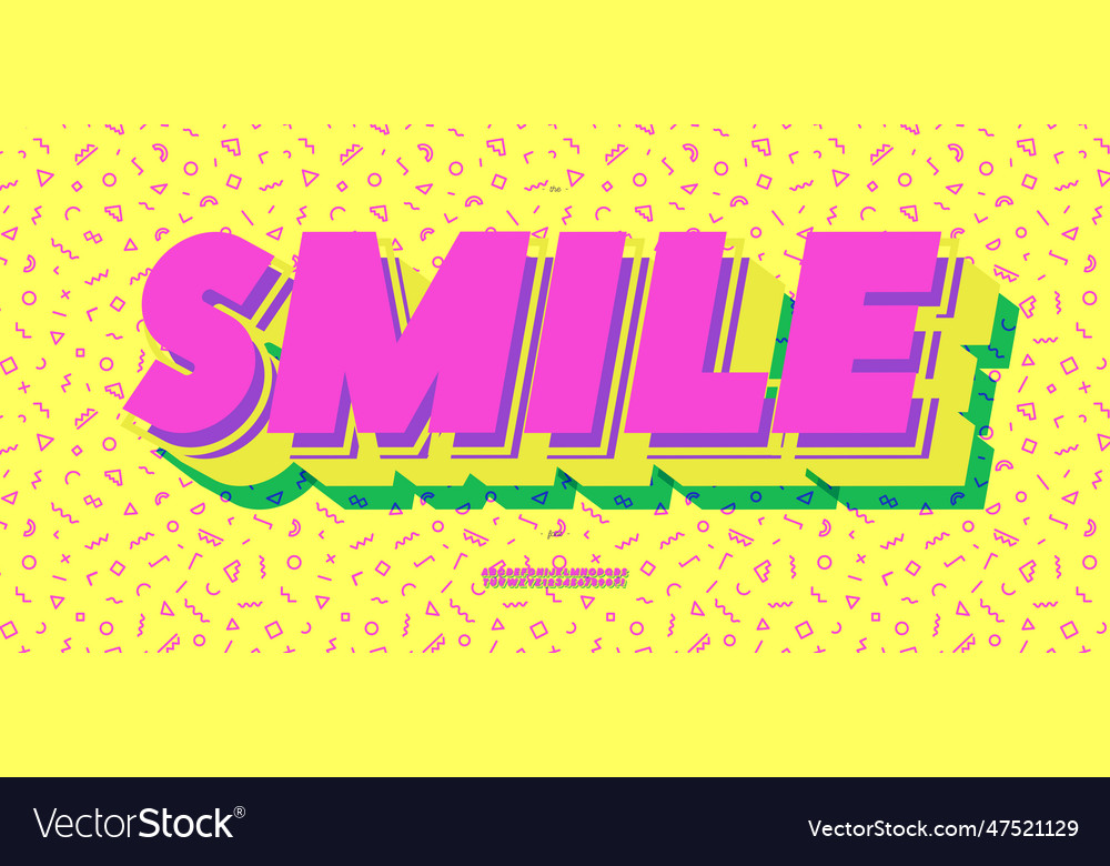 Smile font 3d bold style Royalty Free Vector Image