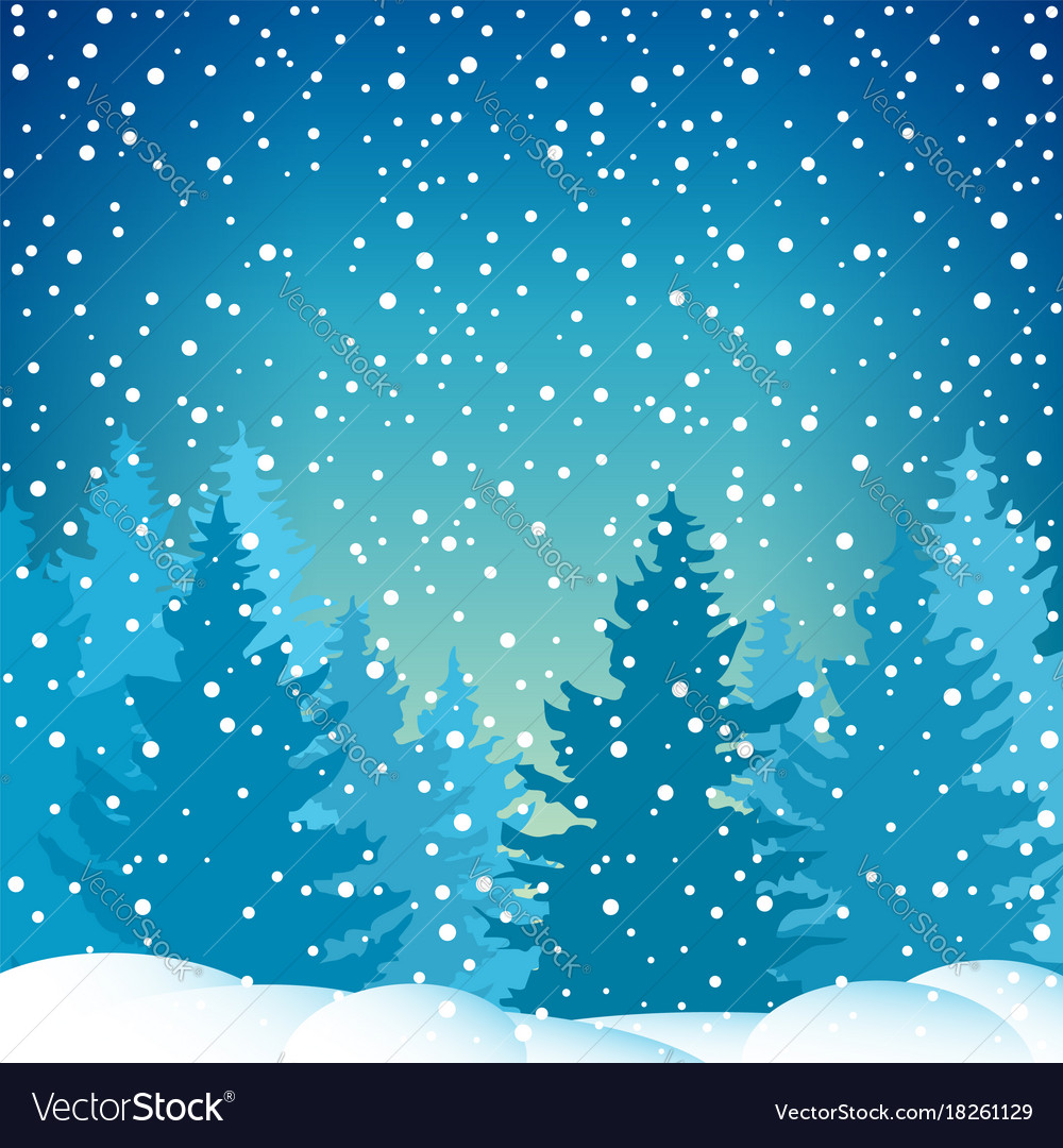 Snowfall in the spruce forest Royalty Free Vector Image