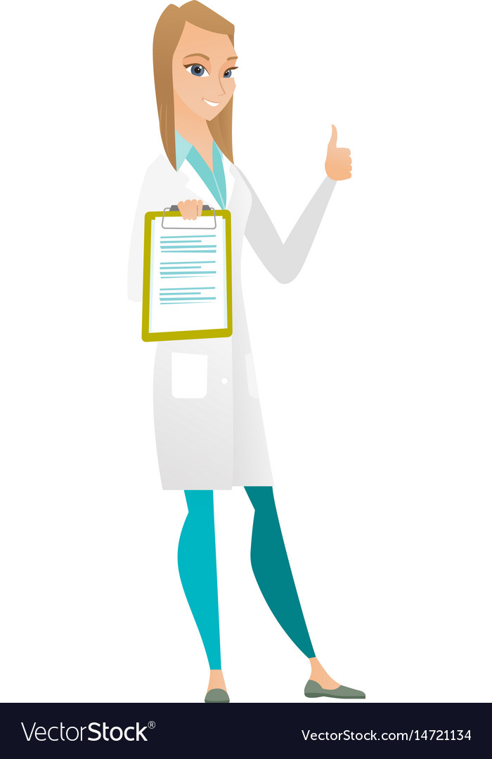 Doctor with clipboard giving thumb up Royalty Free Vector