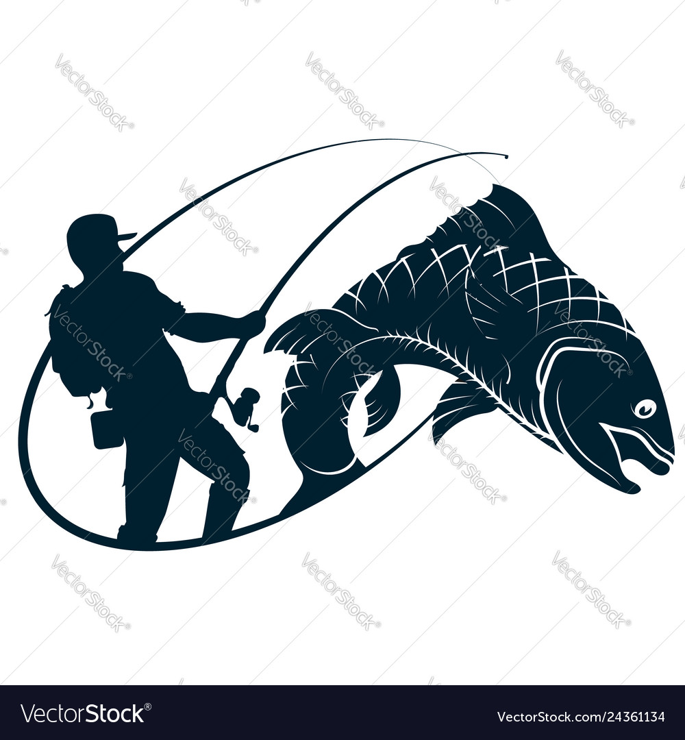 Fisherman with fish Royalty Free Vector Image - VectorStock