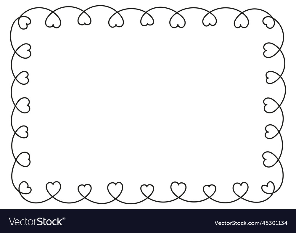 Line art frame with hearts Royalty Free Vector Image