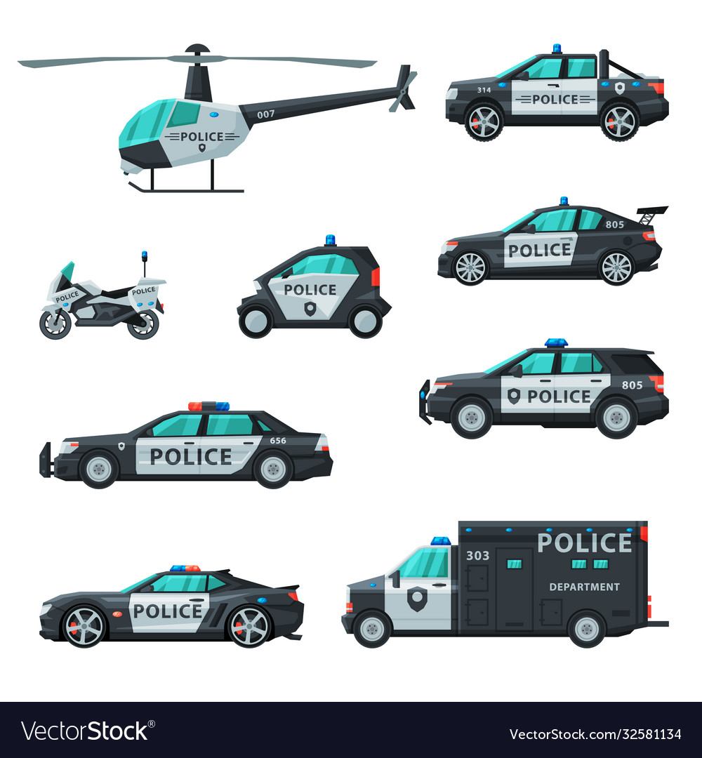 Police vehicles collection various emergency Vector Image