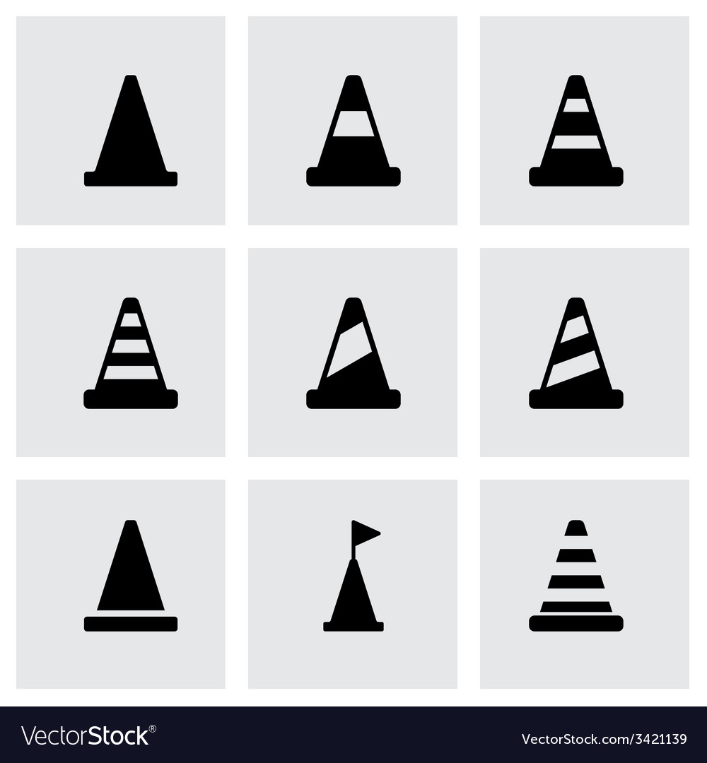 Black Traffic Cone Icon Set Royalty Free Vector Image 2618