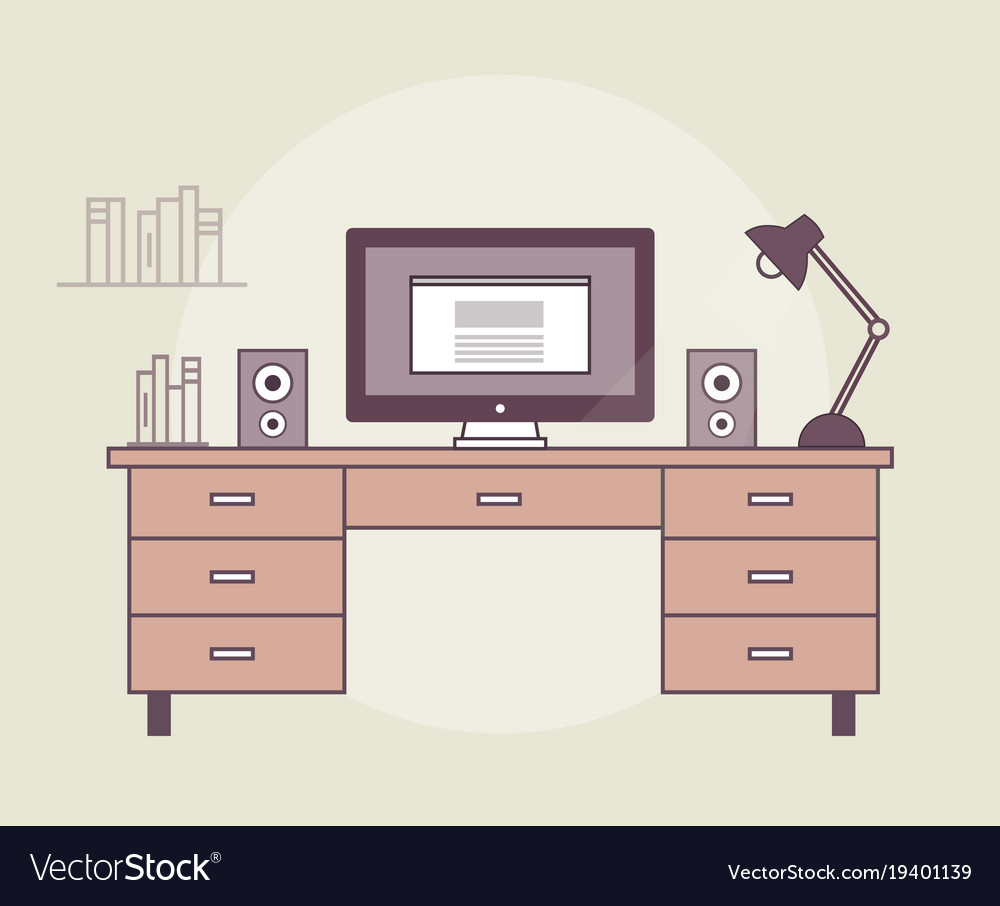 Computer desk Royalty Free Vector Image - VectorStock