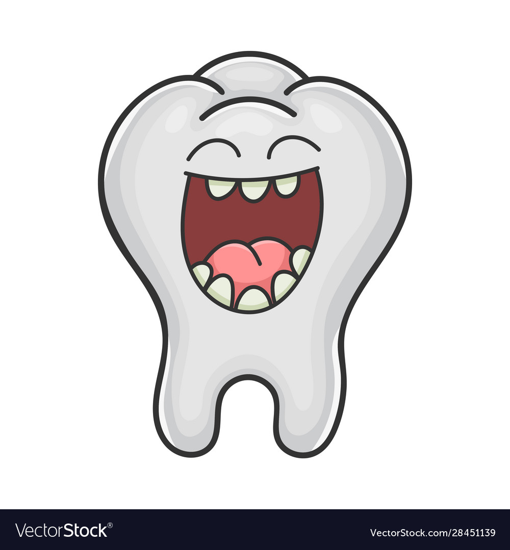 Happy cute laughing tooth cartoon Royalty Free Vector Image