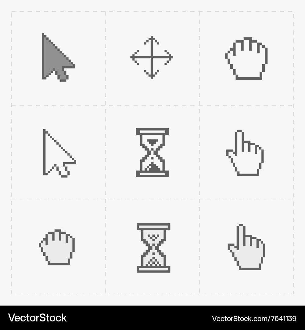 Pixel cursors icons on white Royalty Free Vector Image