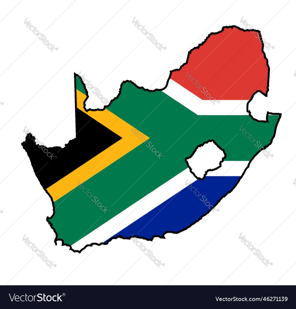 South Africa Outline Flag Map Royalty Free Vector Image