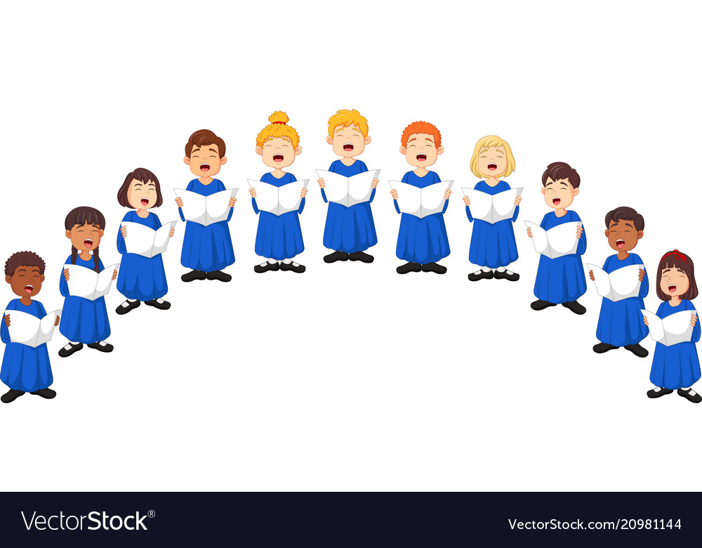 Choir girls and boys singing a song Royalty Free Vector