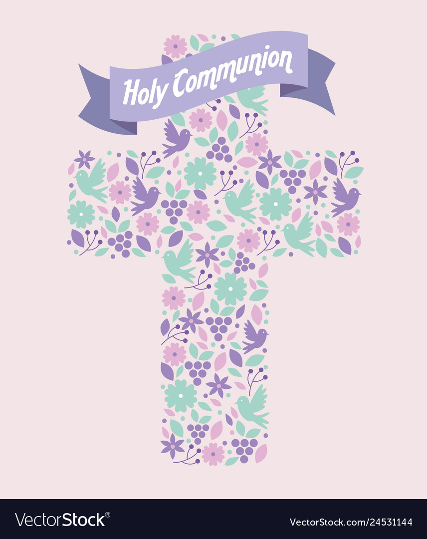 Flowers with grapes and doves inside cross Vector Image