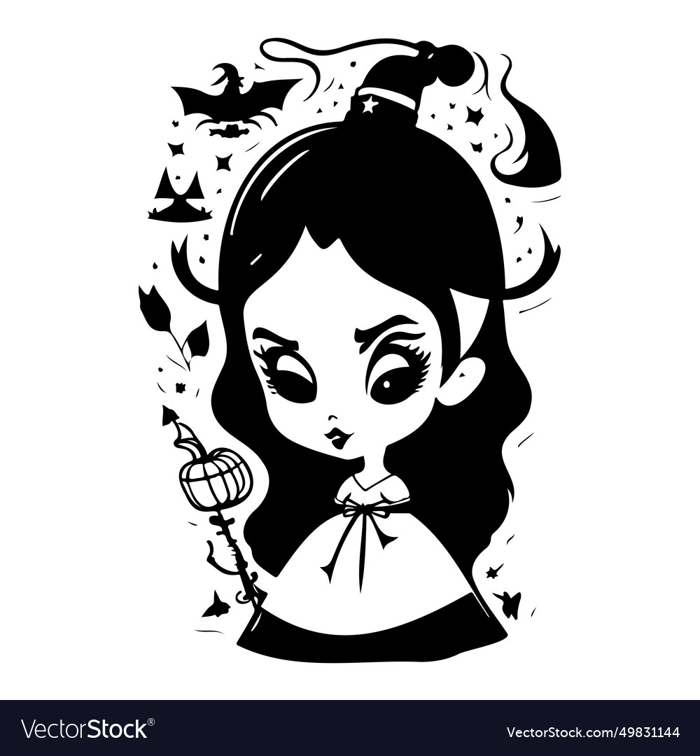 Halloween witch scary sketch hand draw Royalty Free Vector