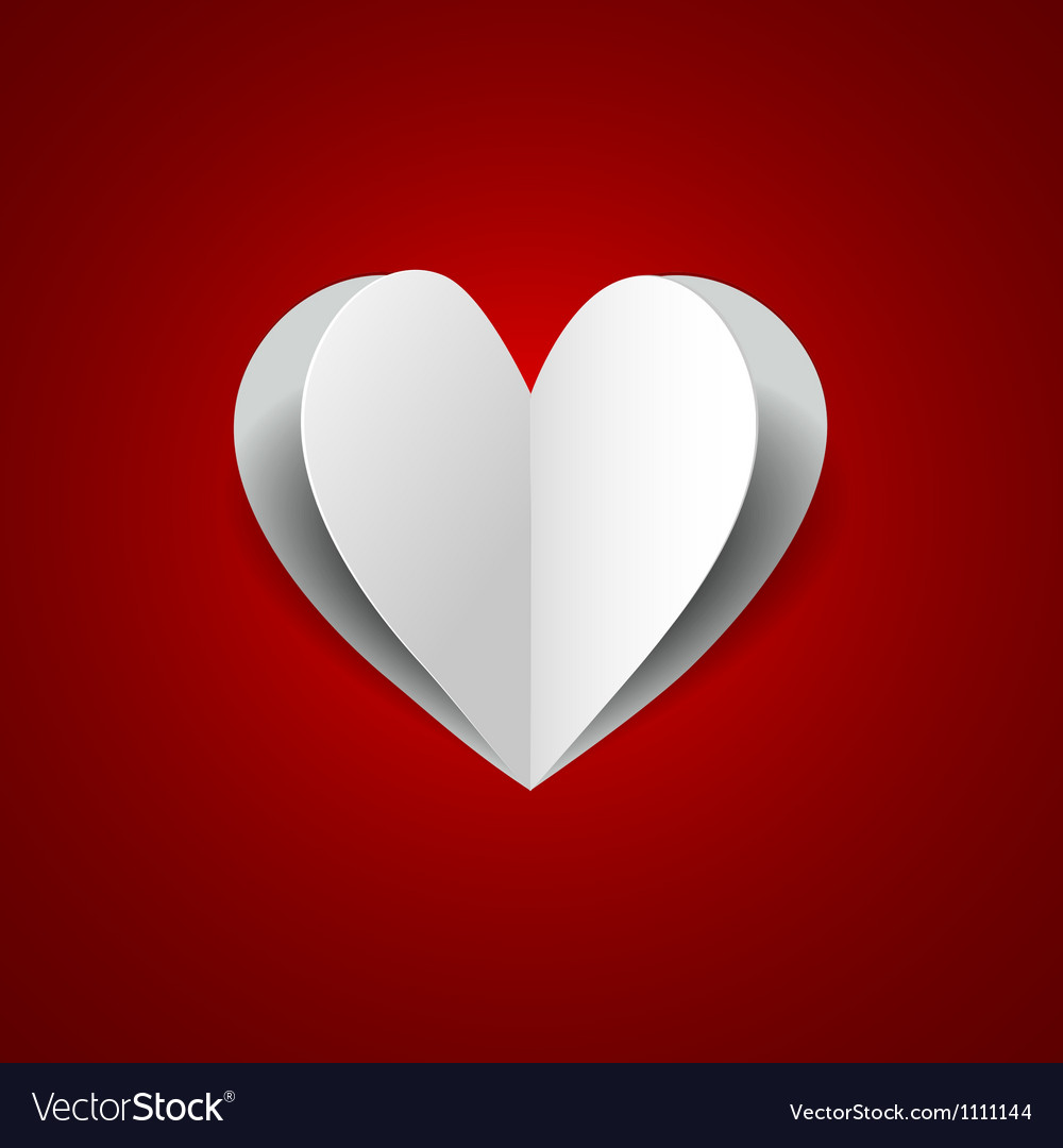 Paper heart on red background Royalty Free Vector Image