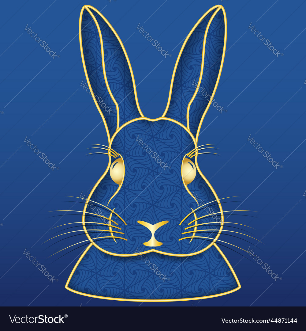 Rabbit gold head face patterned texture symbol Vector Image