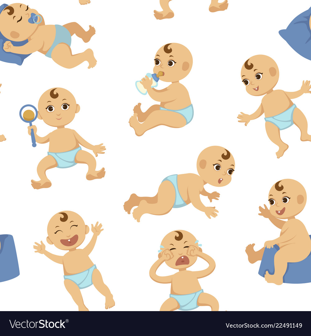 Baby toddler flat character seamless Royalty Free Vector