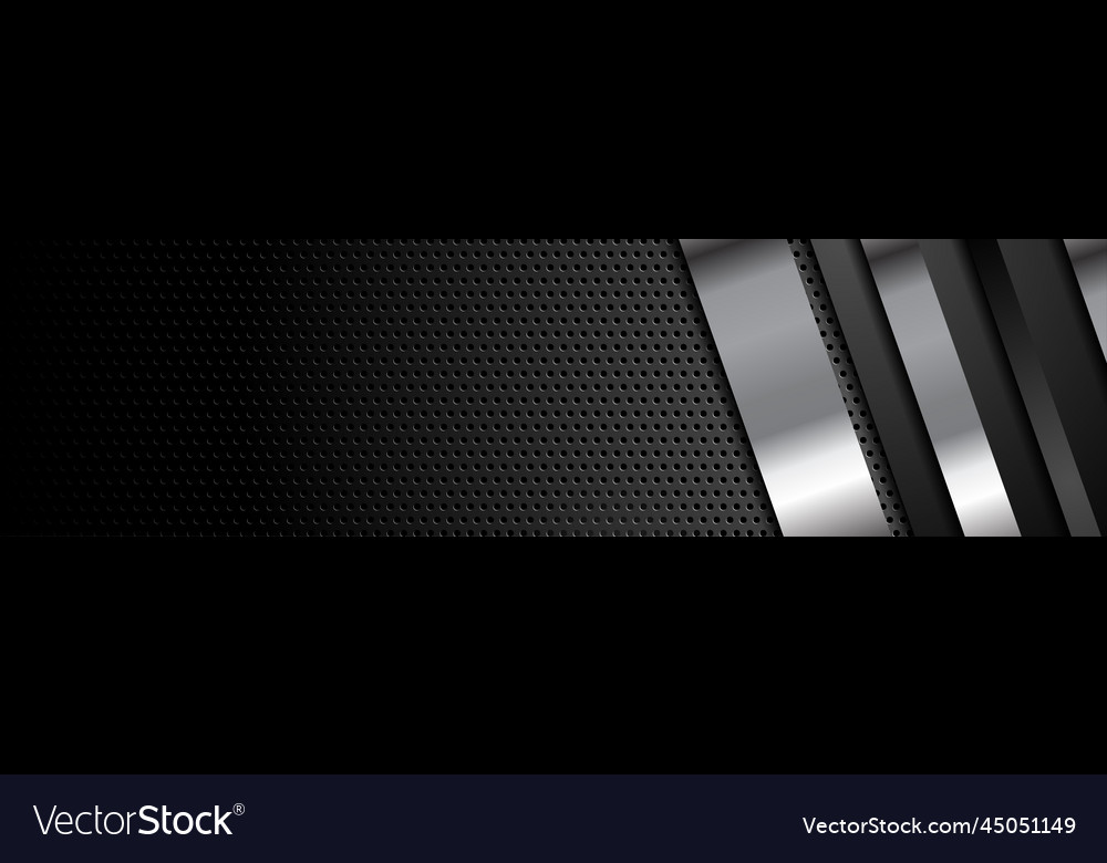 Black silver metal stripes on dark perforated Vector Image