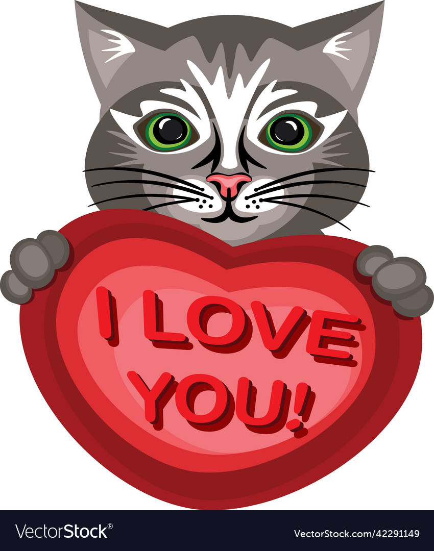 Cat heart love Royalty Free Vector Image - VectorStock