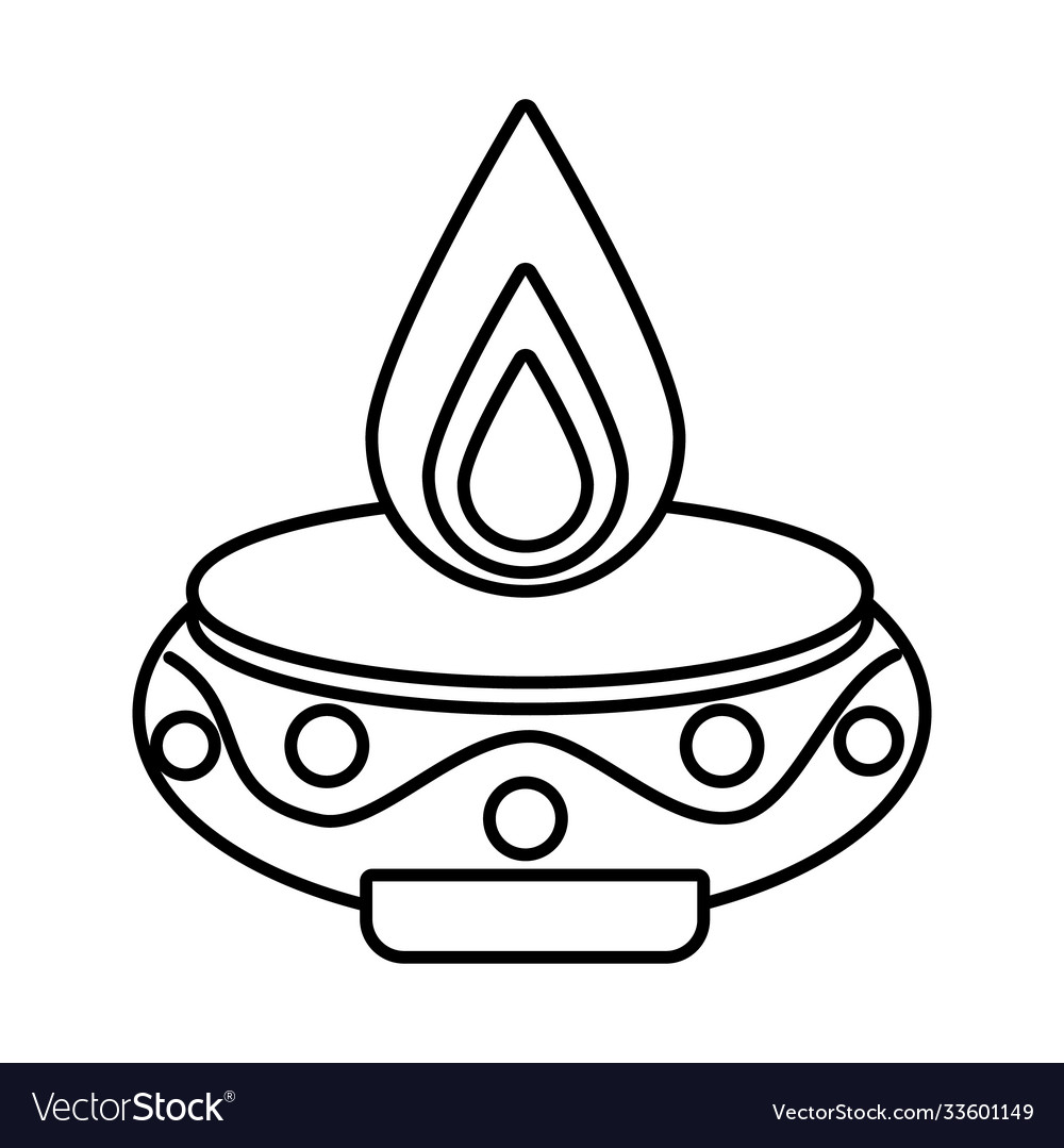 Diwali candle line style icon Royalty Free Vector Image