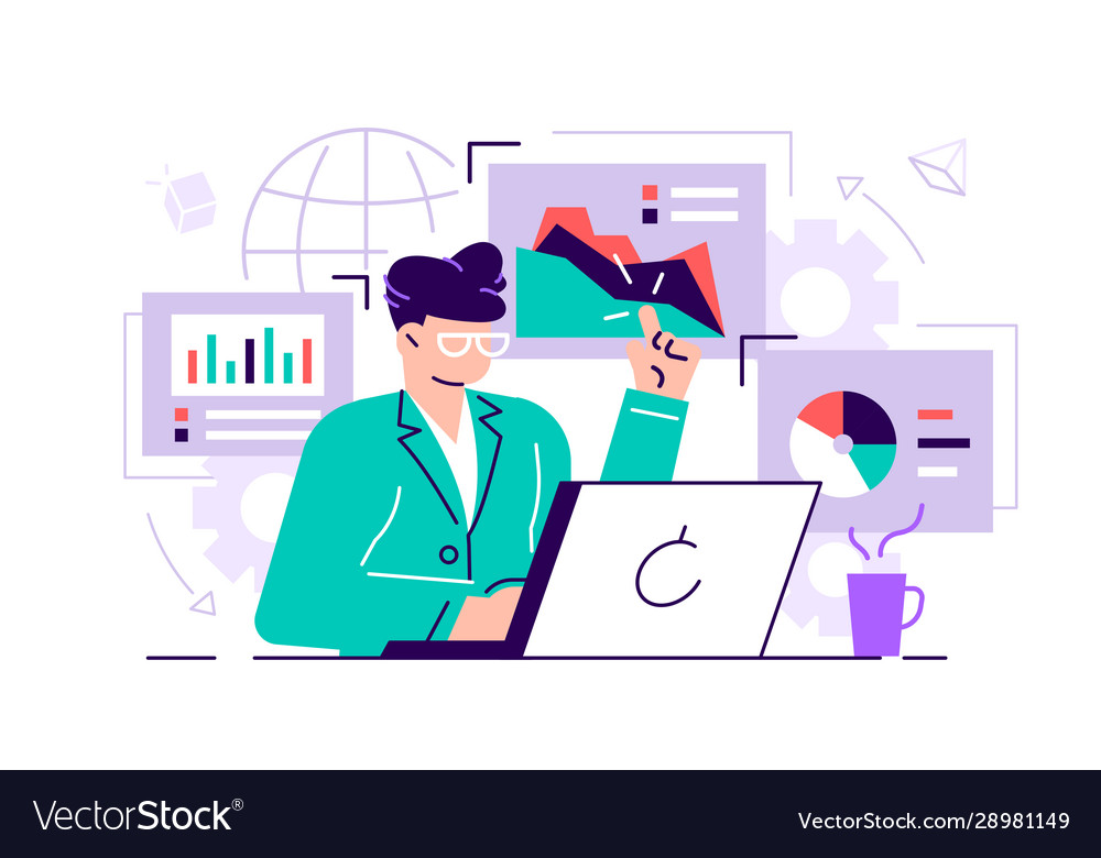 Female office workers are studying Royalty Free Vector Image