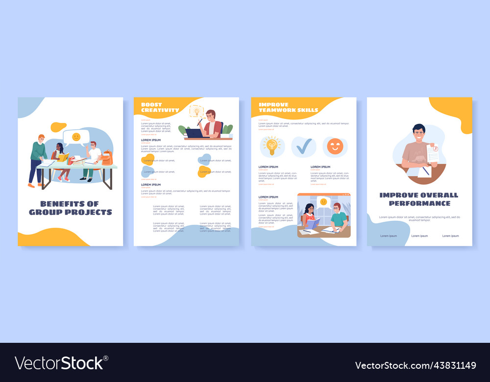 Group projects flat brochure template Royalty Free Vector