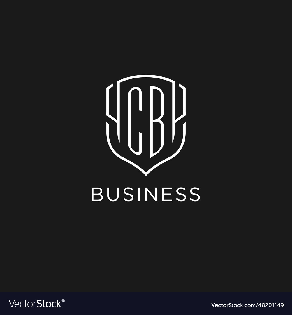 Initial cb logo monoline shield icon shape with Vector Image