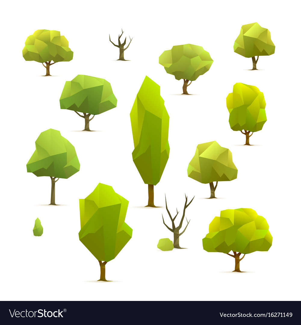 Polygon trees set Royalty Free Vector Image VectorStock
