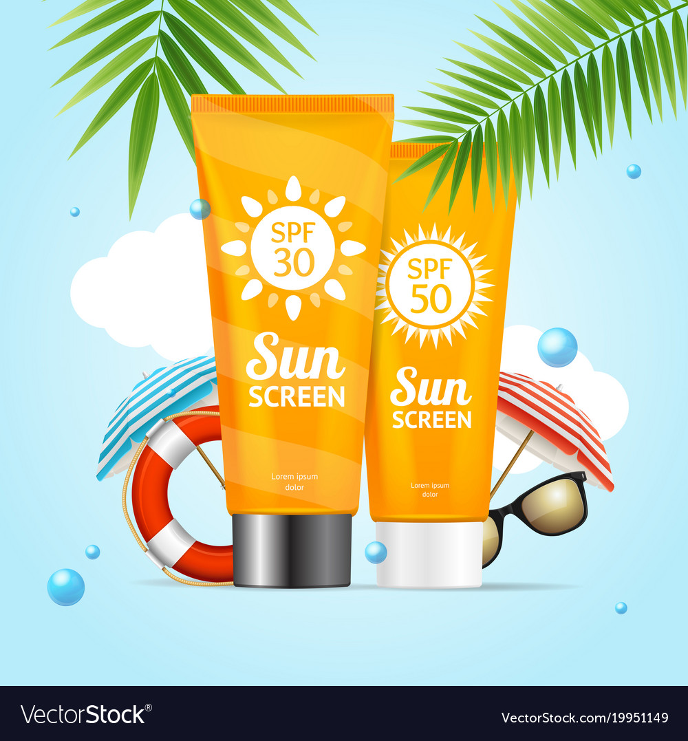 Realistic 3d detailed sunscreen sun protection Vector Image